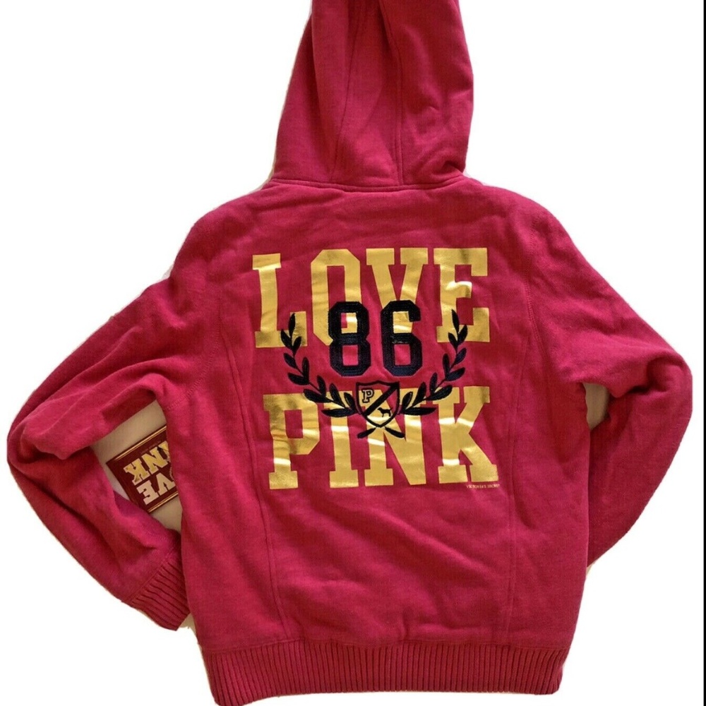 ❌SOLD❌ PINK Victoria's Secret Sweatshirt Hoodie Faux fur Sherpa inside RARE